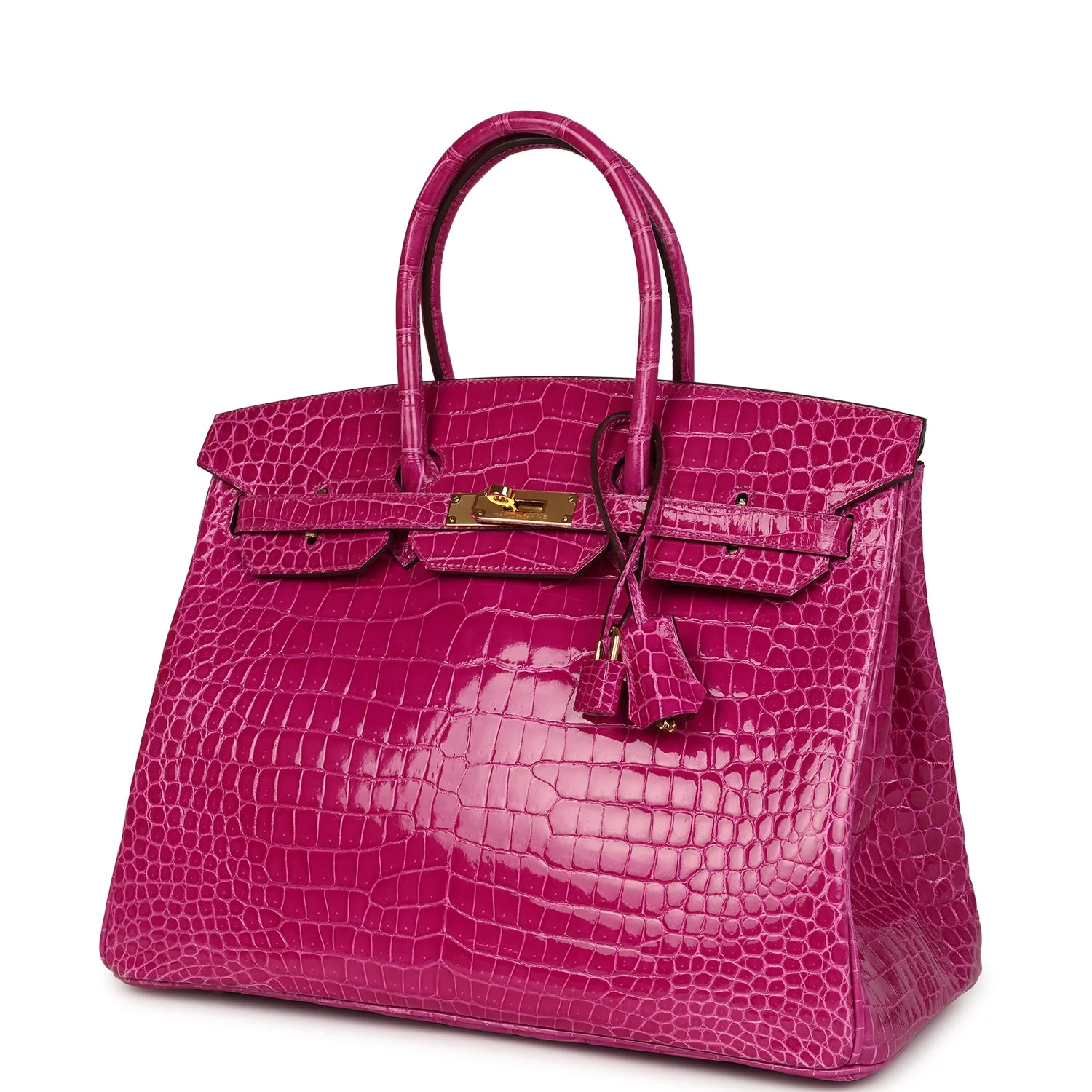 Replicate Hermes Birkin 35 Rose Scheherazade Shiny Porosus Crocodile Gold Hardware(1:1 replica)