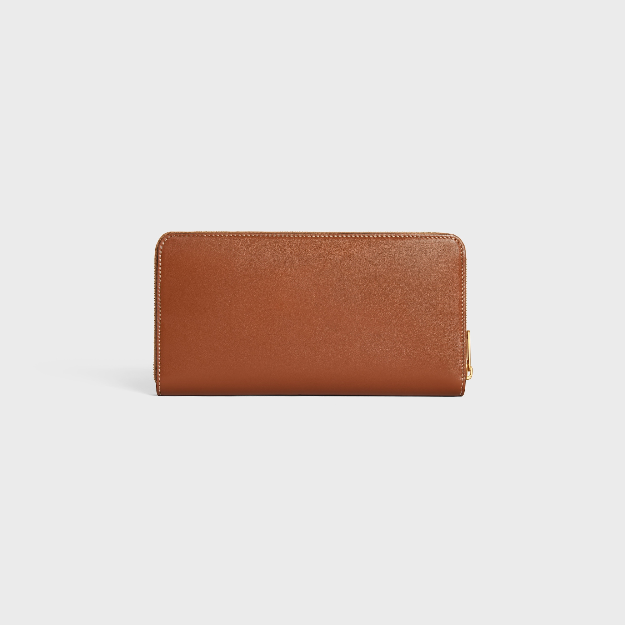 Replicate LARGE ZIPPED WALLET CUIR TRIOMPHE IN SMOOTH CALFSKIN TAN(1:1 replica)