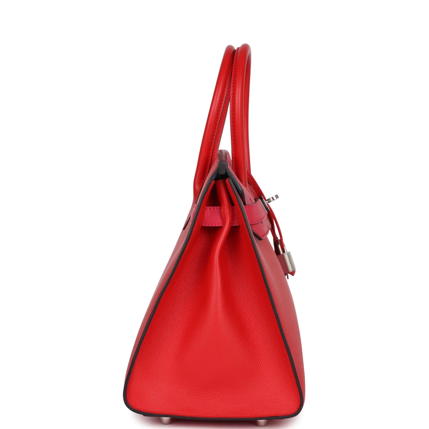 Replicate Hermes Casaque Birkin 30 Rouge De Coeur, Rose Extreme and Bleu Zanzibar Epsom Palladium Hardware(1:1 replica)