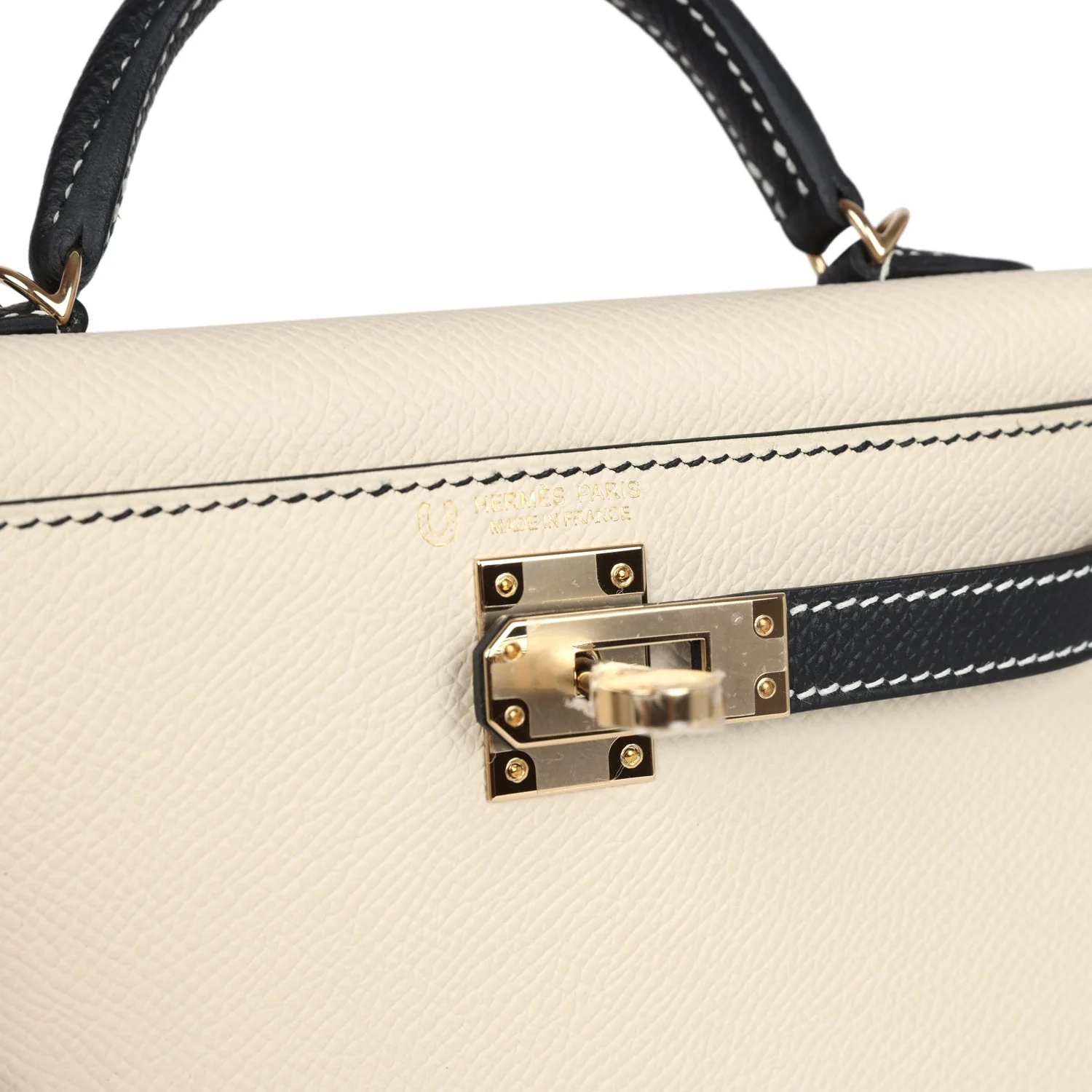 Replicate Hermes Special Order (HSS) Kelly Sellier 20 Craie and Black Epsom Permabrass Hardware(1:1 replica)