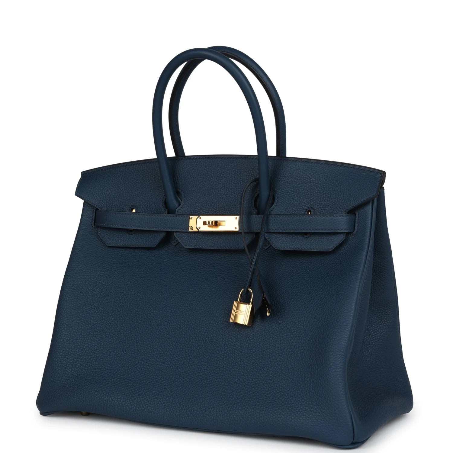 Replicate Hermes Birkin 35 Bleu De Prusse Togo Gold Hardware(1:1 replica)