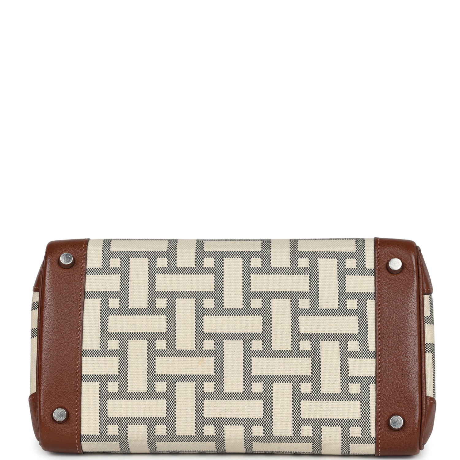 Replicate Hermes Birkin 30 Marron D'Inde Buffalo and Mosaique Canvas Palladium Hardware(1:1 replica)