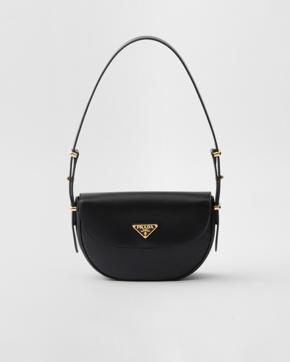 Replicate Prada Arqué Leather Shoulder Bag With Flap(1:1 replica)