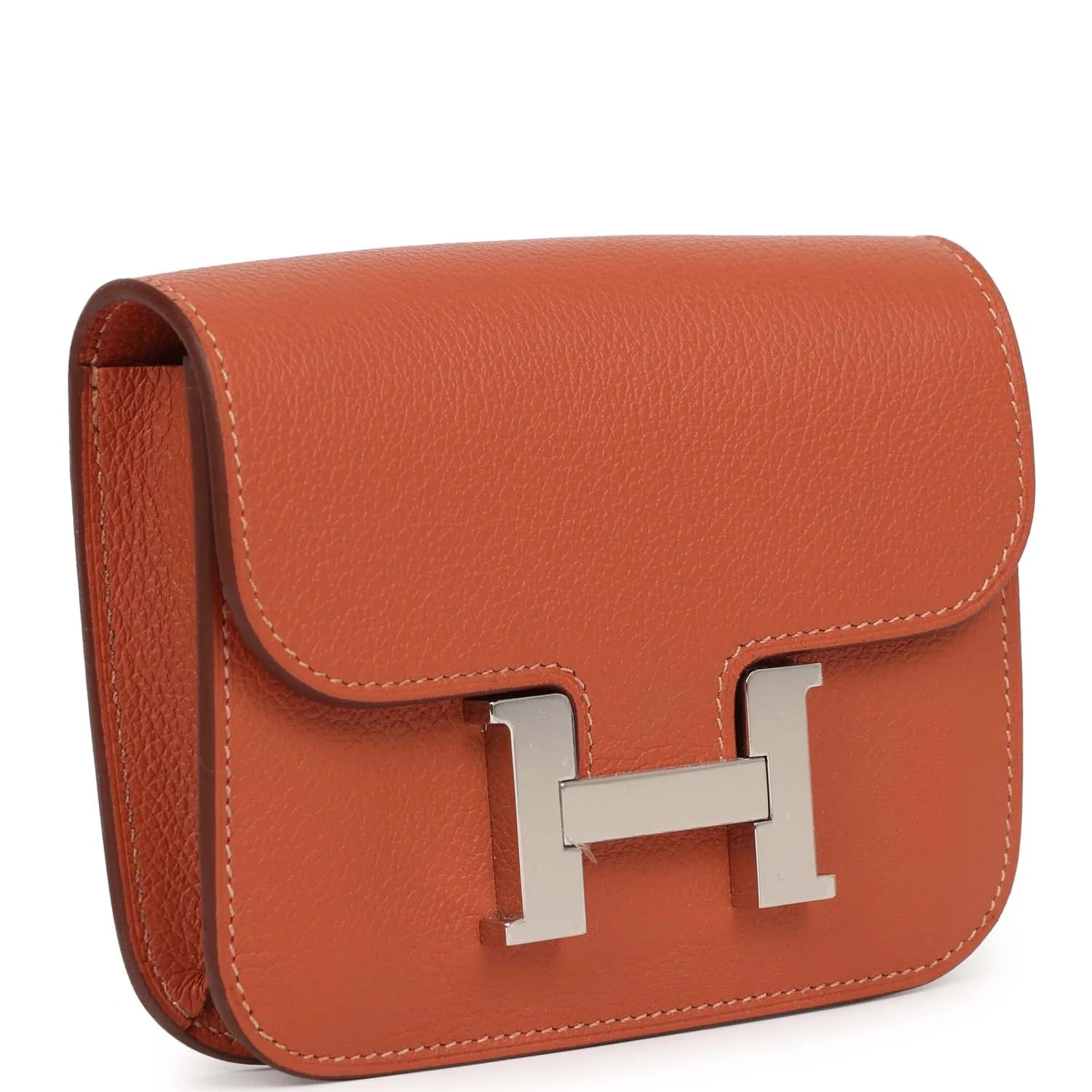 Replicate Hermes Constance Slim Wallet Brique Evercolor Palladium Hardware(1:1 replica)