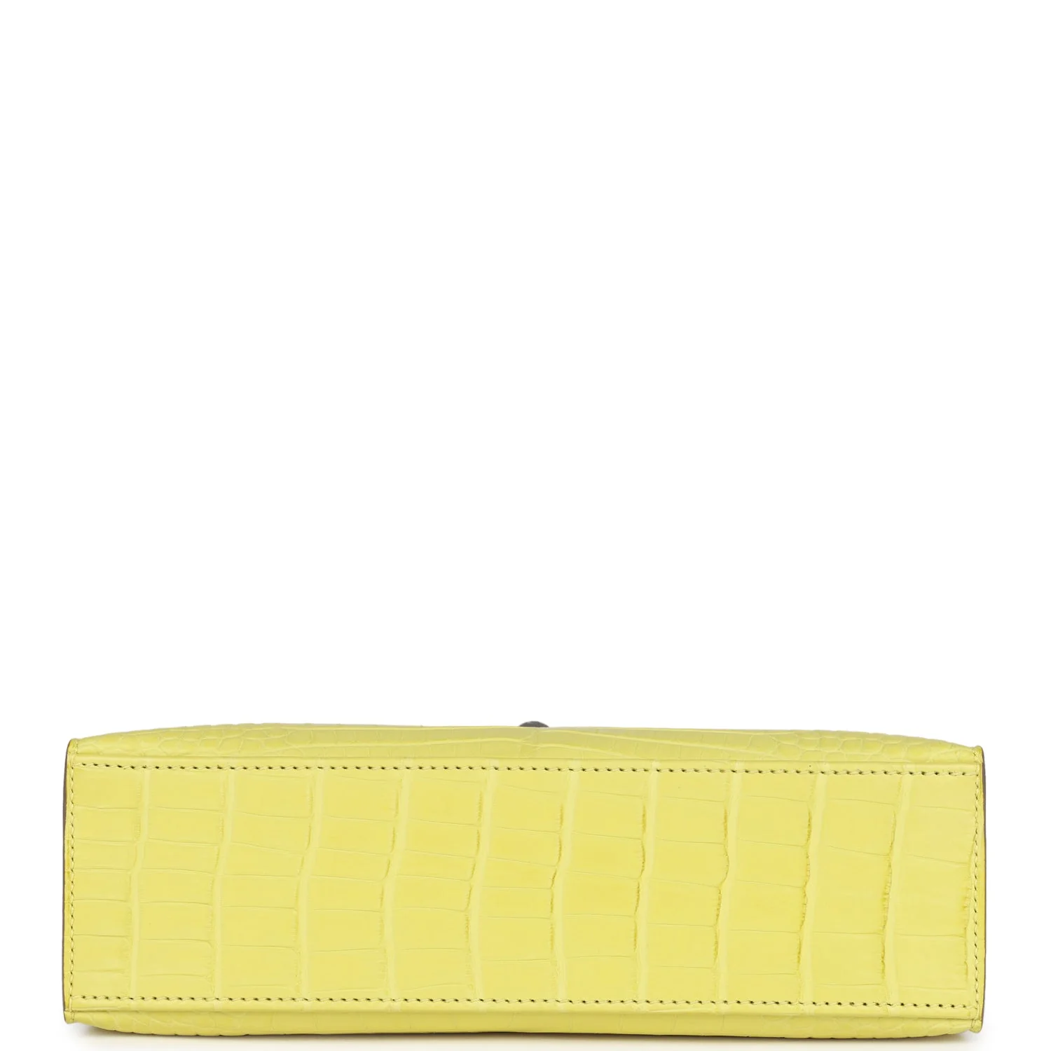 Replicate Hermes Kelly Pochette Lime Matte Alligator Palladium Hardware(1:1 replica)