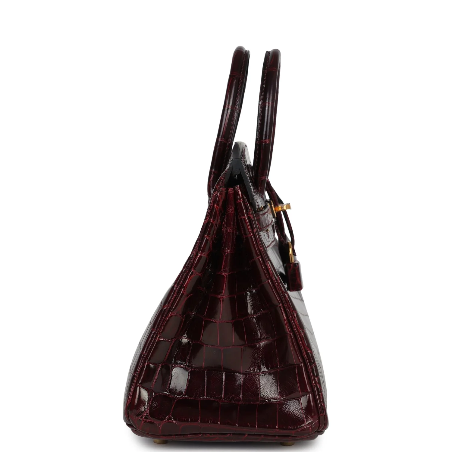 Replicate Hermes Birkin 25 Bordeaux Shiny Niloticus Crocodile Gold Hardware(1:1 replica)