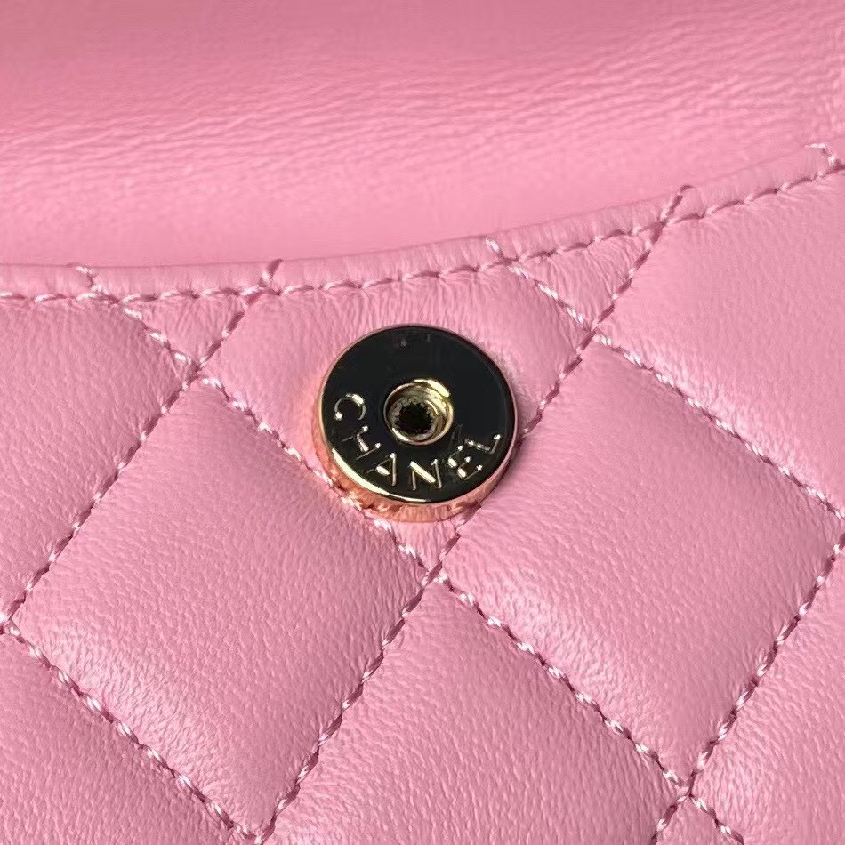 Replicate Chanel 24C AP3573 Mini Backpack Lambskin Gold Metal Pink(1:1 replica)