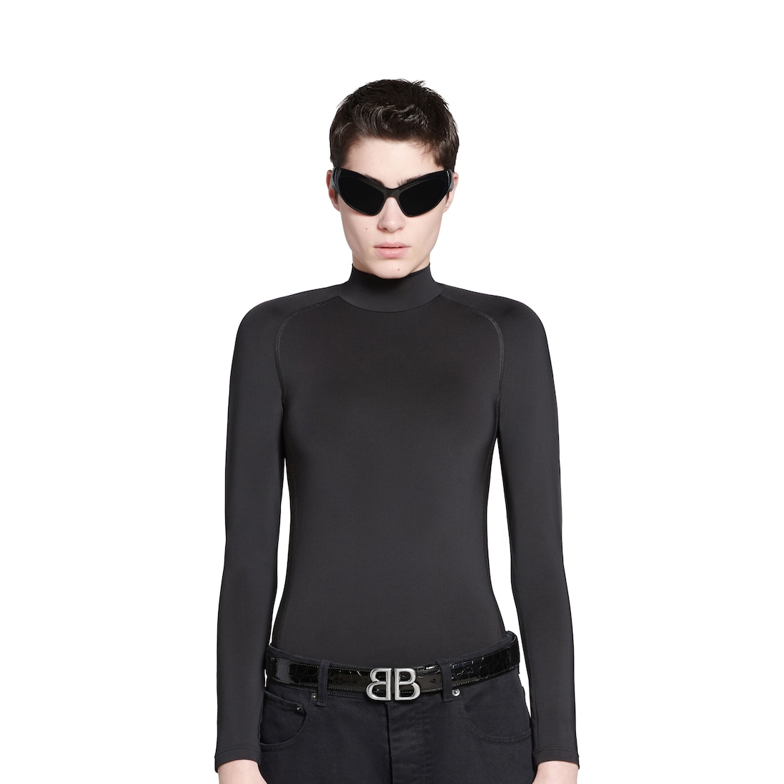 Replicate Women s Monaco Belt Crocodile Embossed in Black(1:1 replica)