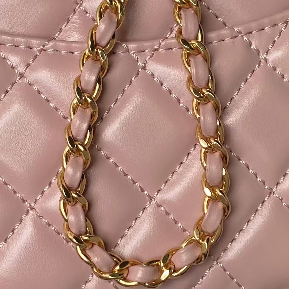 Replicate Chanel A92990 Small Flap Bag With Top Handle Shiny Calfskin Pink(1:1 replica)