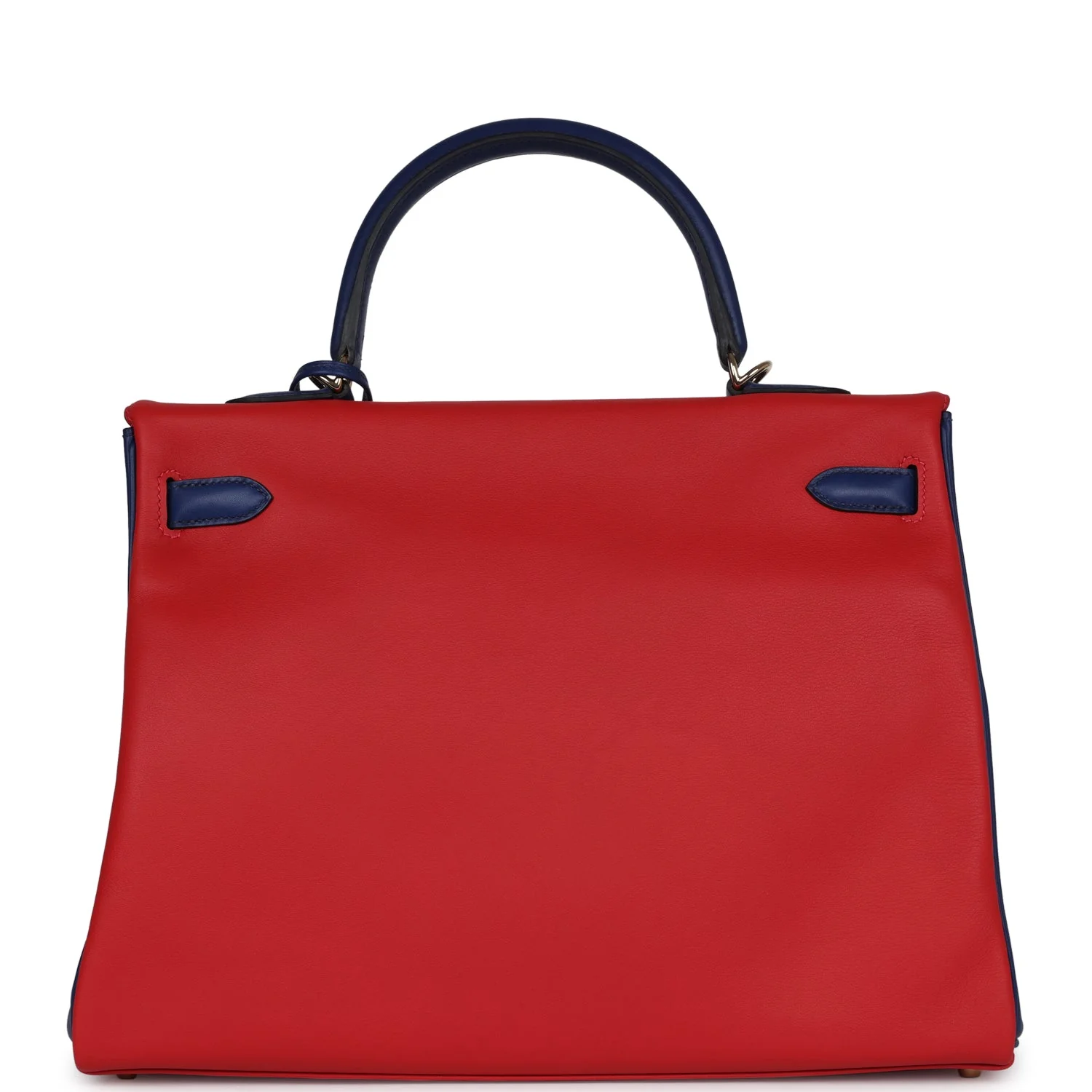 Replicate Hermes Special Order (HSS) Kelly Retourne 35 Vermillon and Bleu Saphir Swift Permabrass Hardware(1:1 replica)