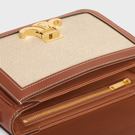 Replicate TEEN TRIOMPHE BAG IN TEXTILE AND CALFSKIN NATURAL / TAN(1:1 replica)