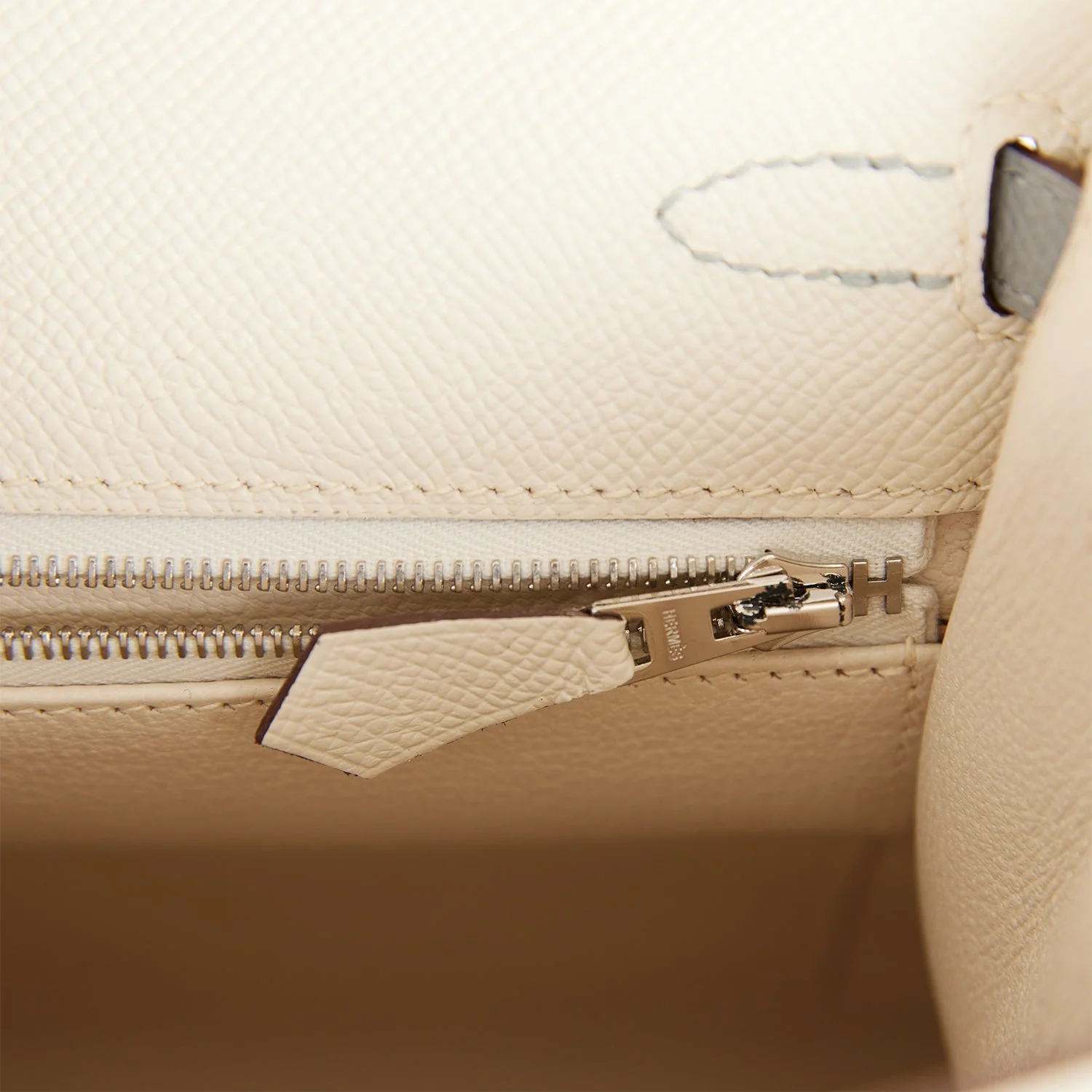 Replicate Hermes Special Order (HSS) Kelly Sellier 25 Craie and Gris Mouette Epsom Brushed Palladium Hardware(1:1 replica)