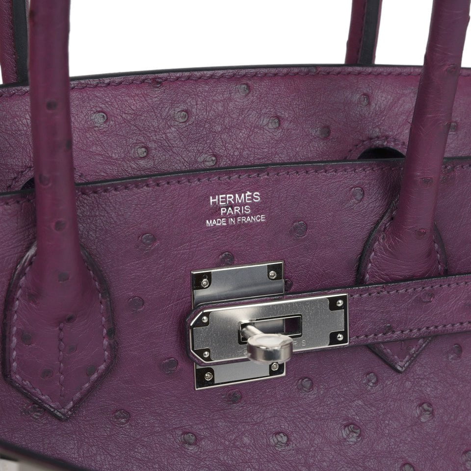 Replicate Hermes Birkin 30 Violet Ostrich Palladium Hardware(1:1 replica)