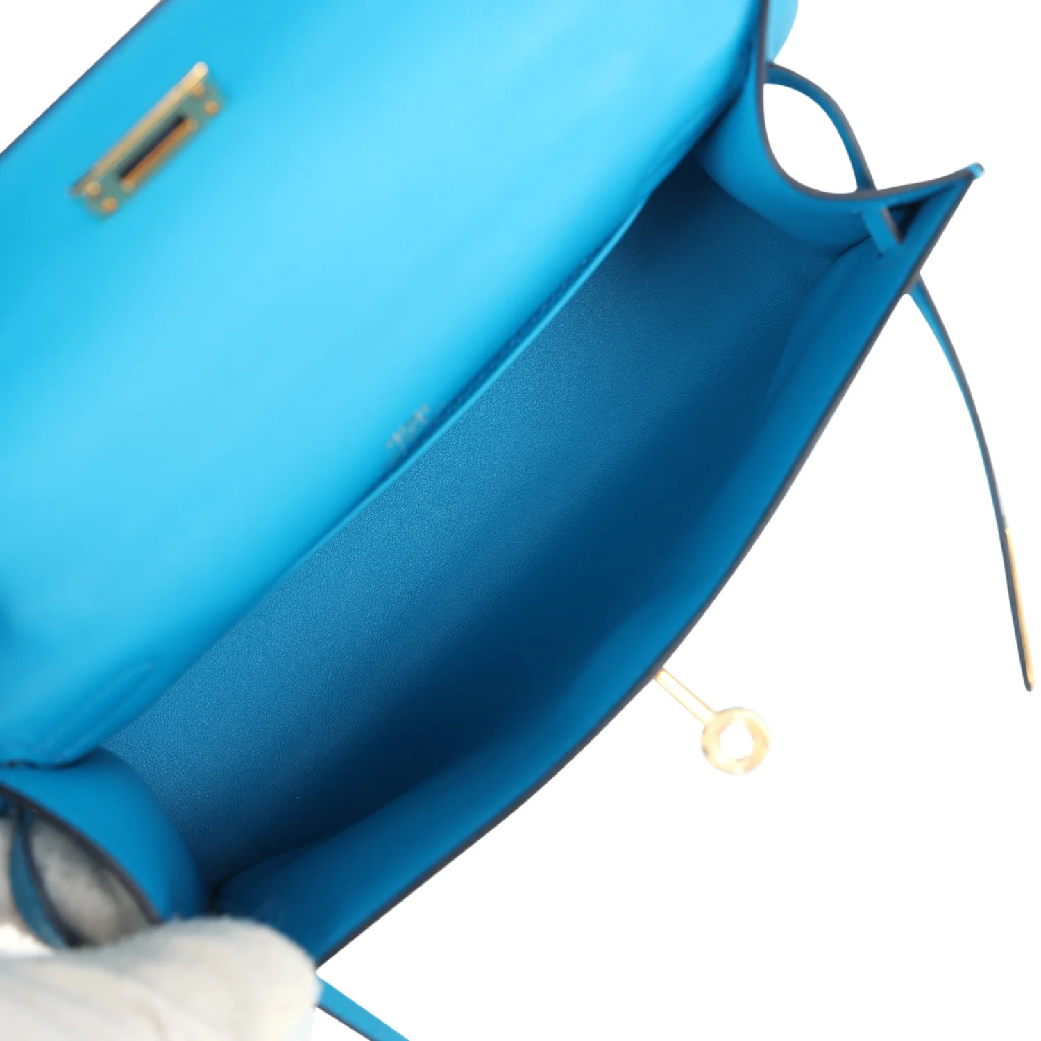 Replicate Hermes Kelly Pochette Bleu Frida Swift Gold Hardware(1:1 replica)