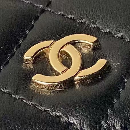 Replicate Chanel 24C AP3573 Mini Backpack Lambskin Gold Metal Black(1:1 replica)