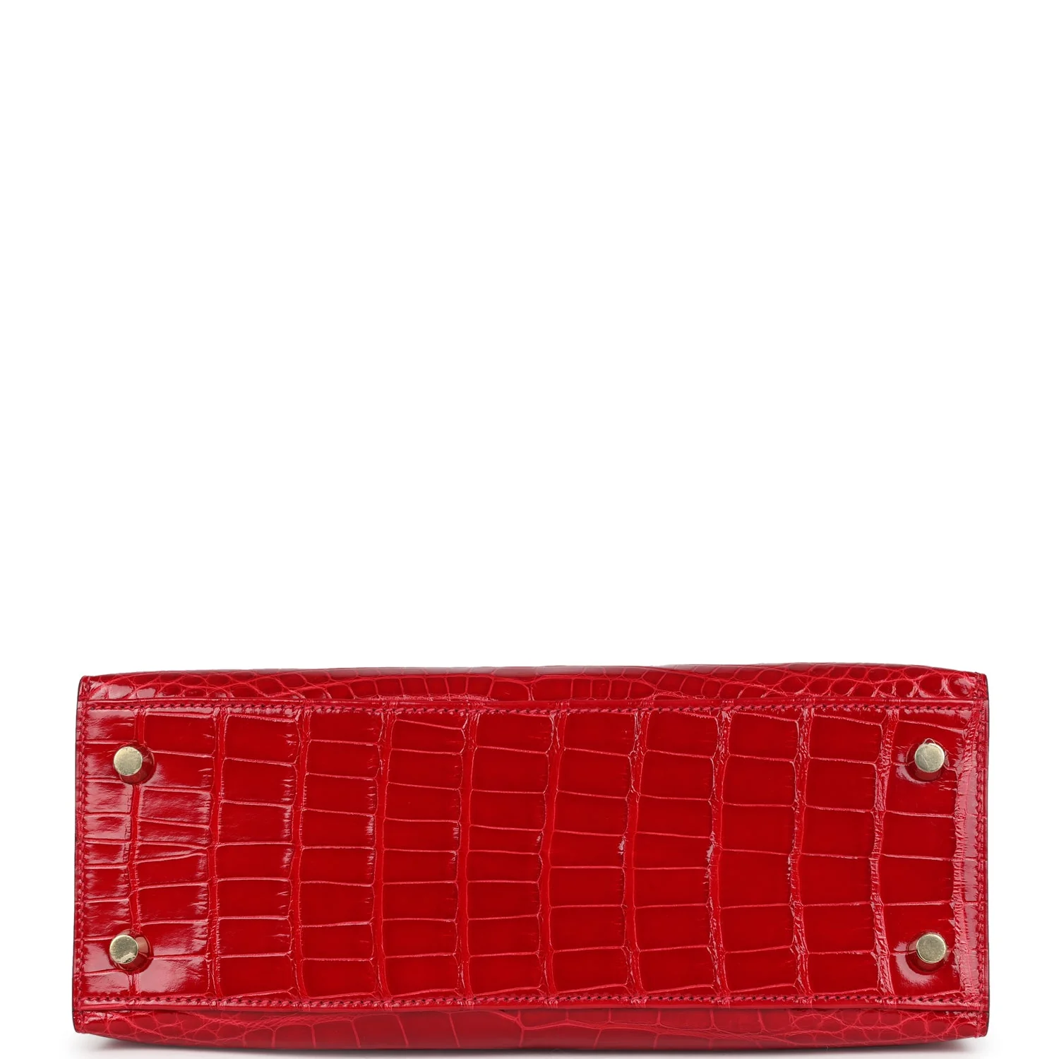 Replicate Hermes Kelly 25 Sellier Braise Shiny Alligator Mississippiensis Gold Hardware(1:1 replica)