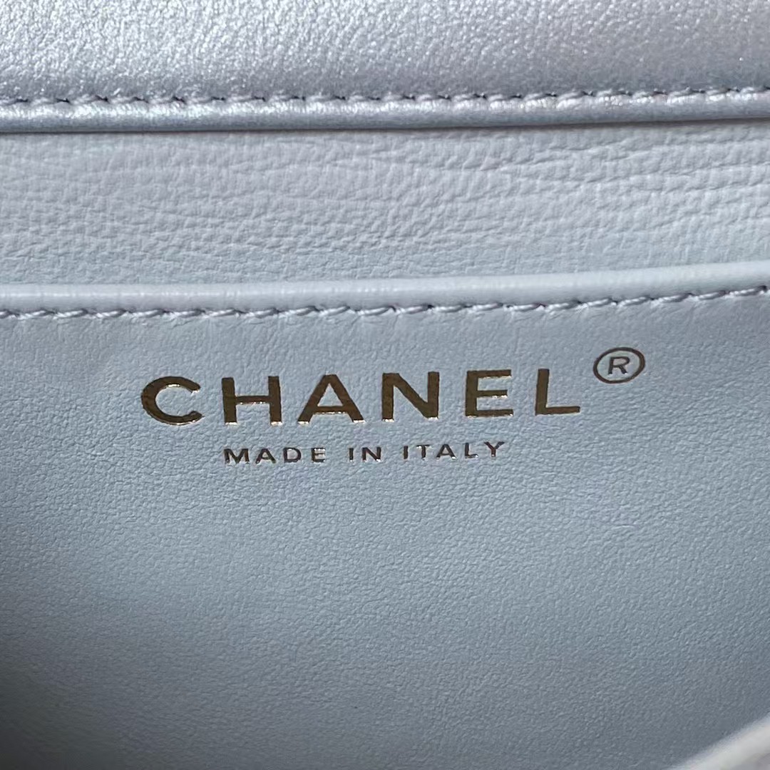 Replicate Chanel AS4385 Mini Flap Bag Pearl Lambskin Faux Pearl   Gold Metal Grey(1:1 replica)