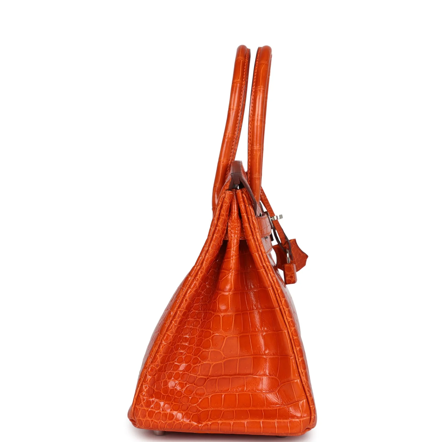 Replicate Hermes Birkin 30 Orange Shiny Porosus Crocodile Palladium Hardware(1:1 replica)