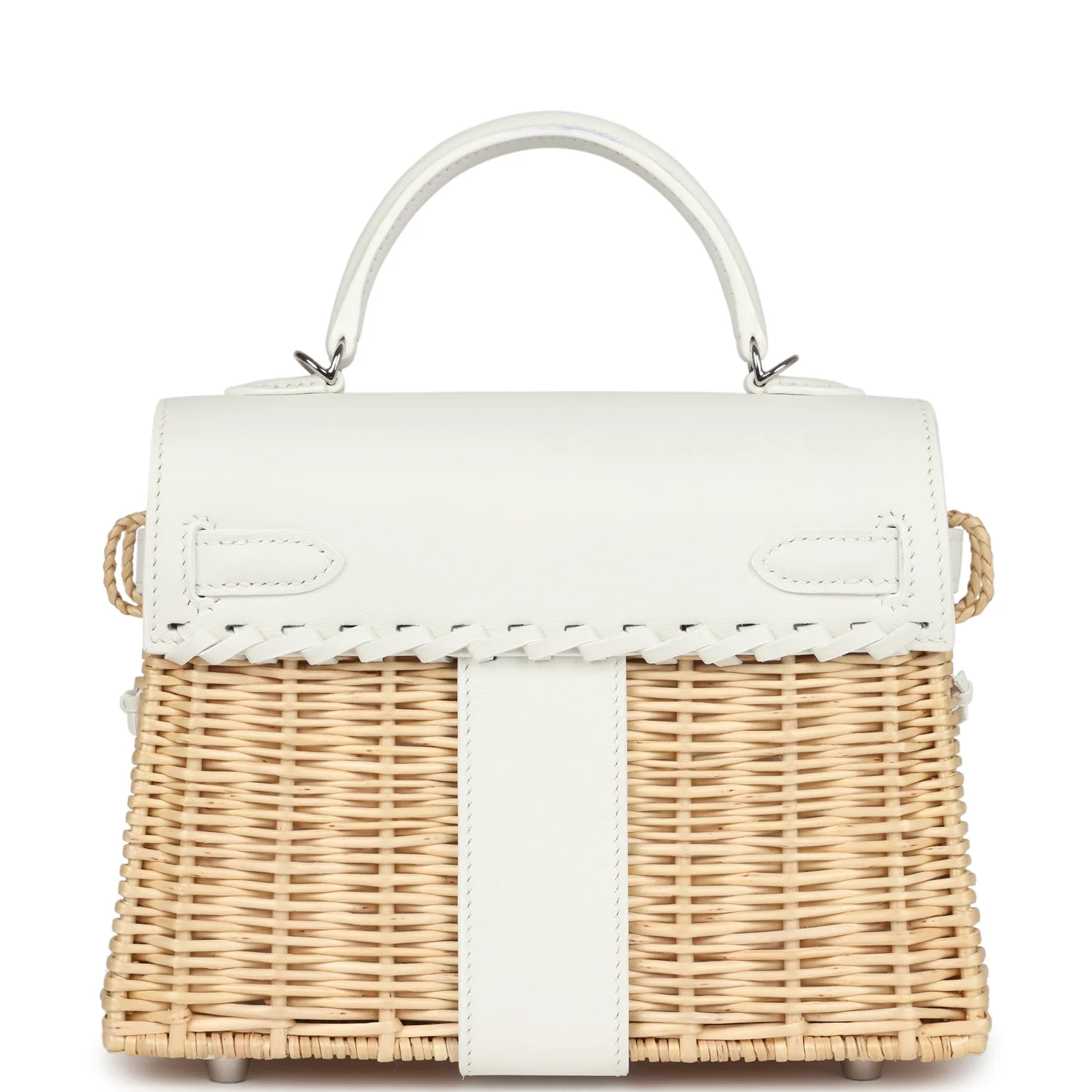 Replicate Hermes Mini Picnic Kelly 20 White Swift Palladium Hardware(1:1 replica)