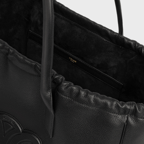 Replicate CABAS DRAWSTRING CUIR TRIOMPHE IN GRAINED CALFSKIN BLACK(1:1 replica)