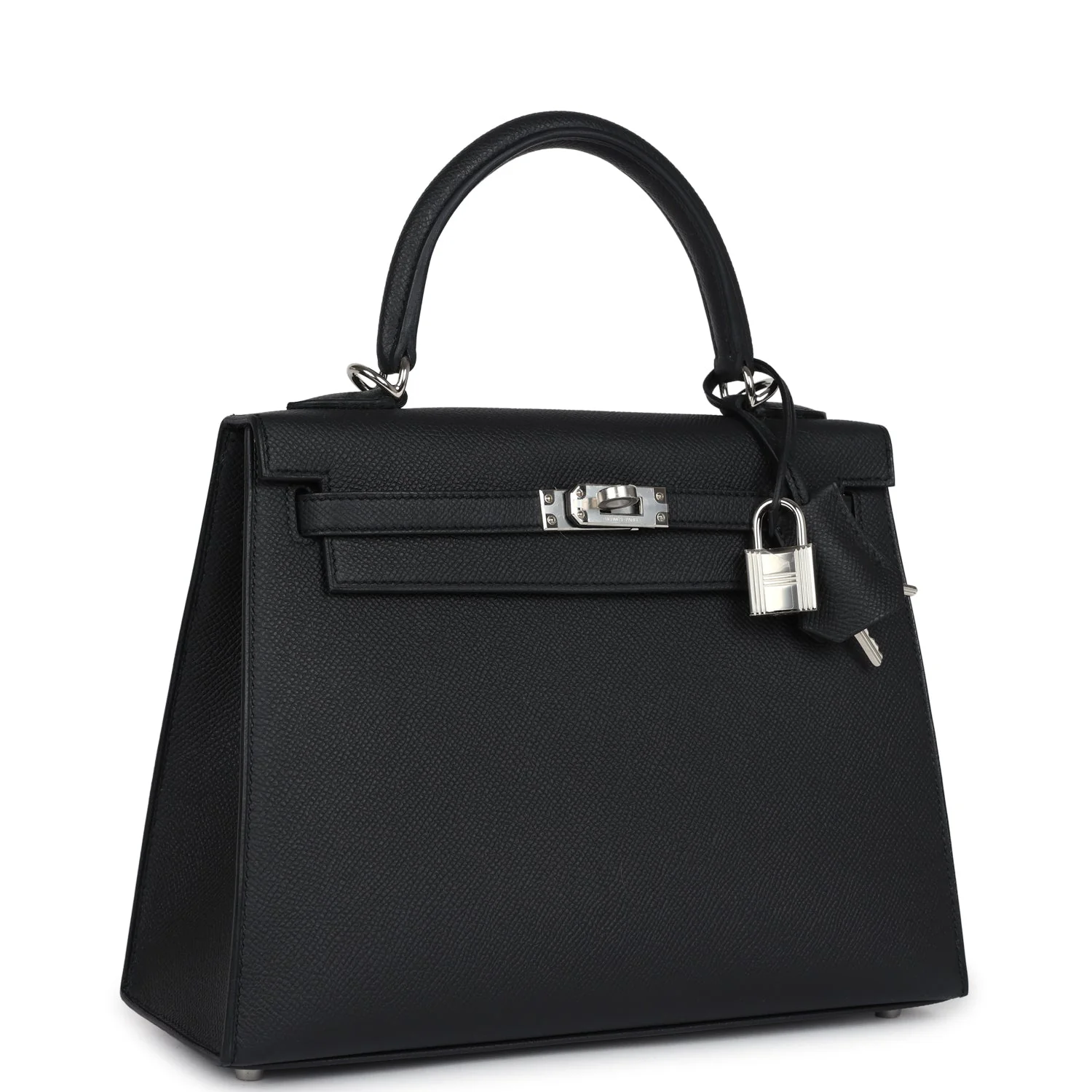 Replicate Hermes Kelly Sellier 25 Black Epsom Palladium Hardware(1:1 replica)