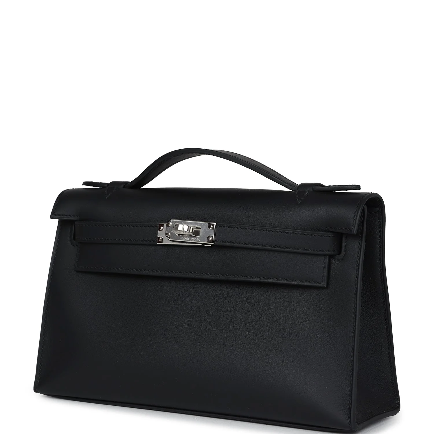 Replicate Hermes Kelly Pochette Black Swift Palladium Hardware(1:1 replica)