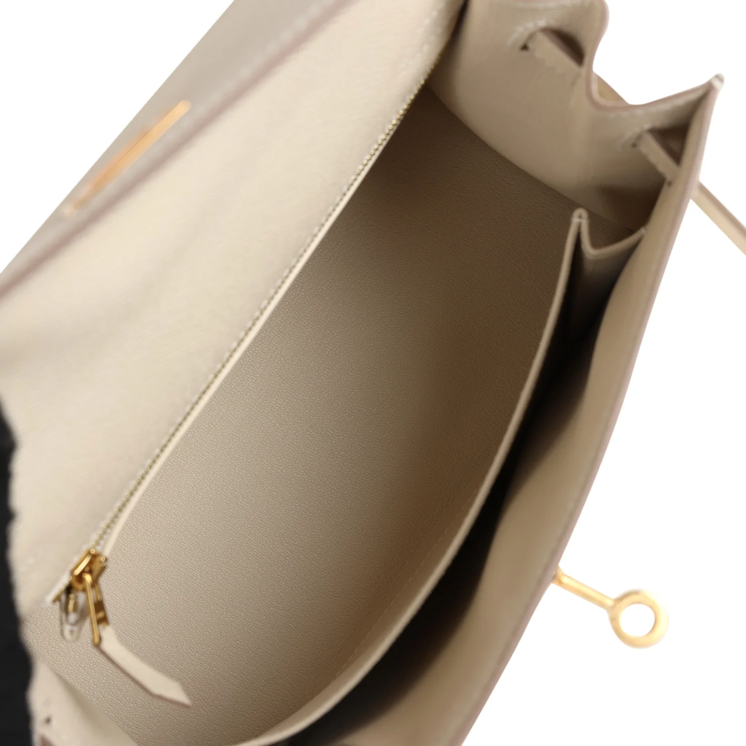 Replicate Hermes Kelly Sellier 25 Craie Epsom Gold Hardware(1:1 replica)