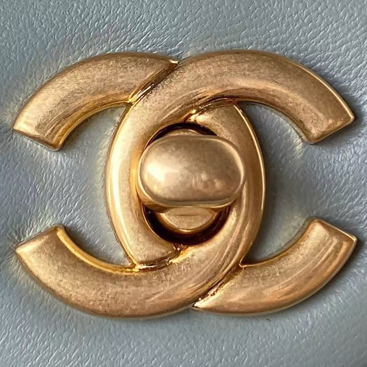 Replicate Chanel 23K AS1787 Mini Pearl Embossed Rectangular Flap Bag Lambskin Brushed Metal Hardware Light Blue(1:1 replica)