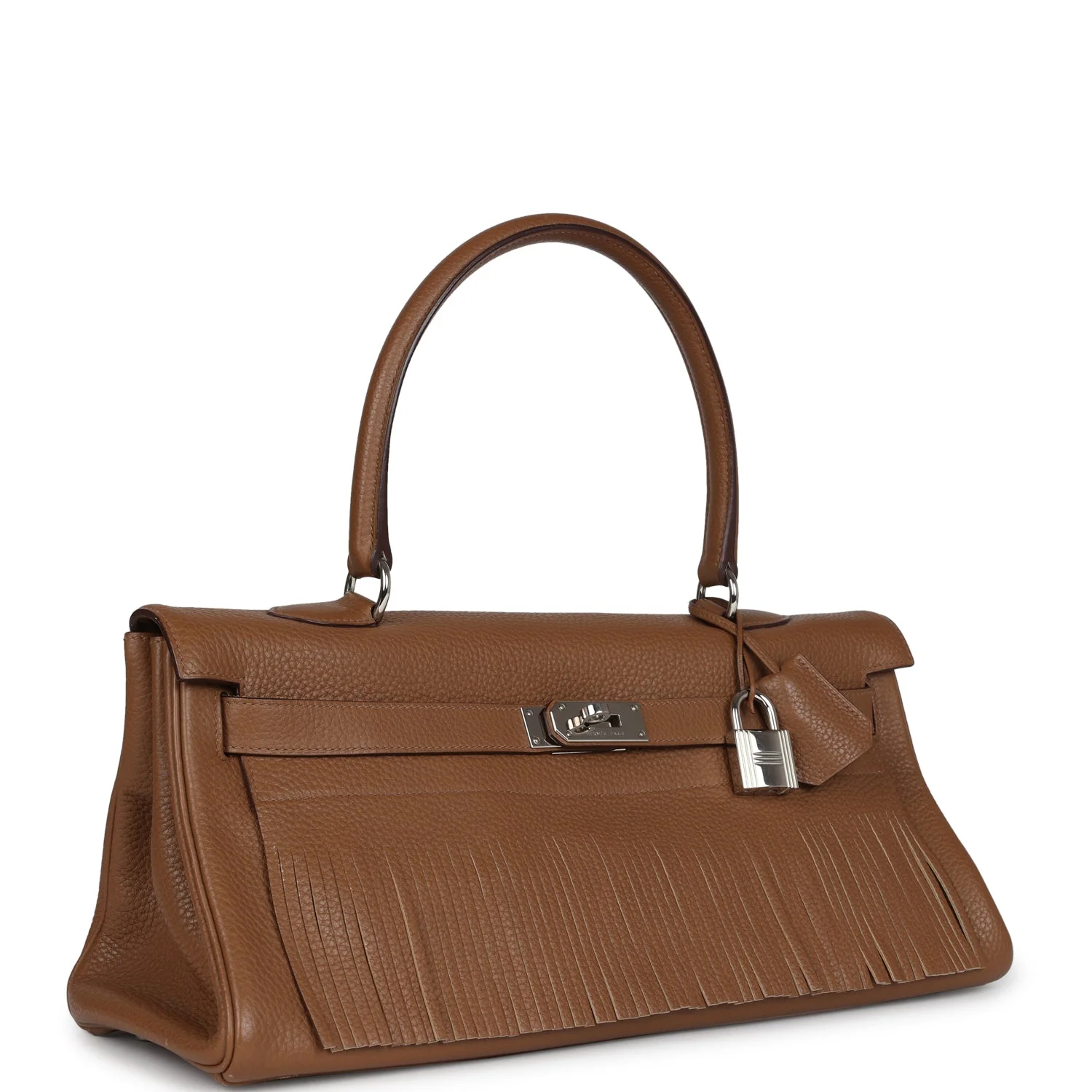Replicate Hermes Fringe Shoulder Kelly 42 JPG Alezan Clemence Palladium Hardware(1:1 replica)