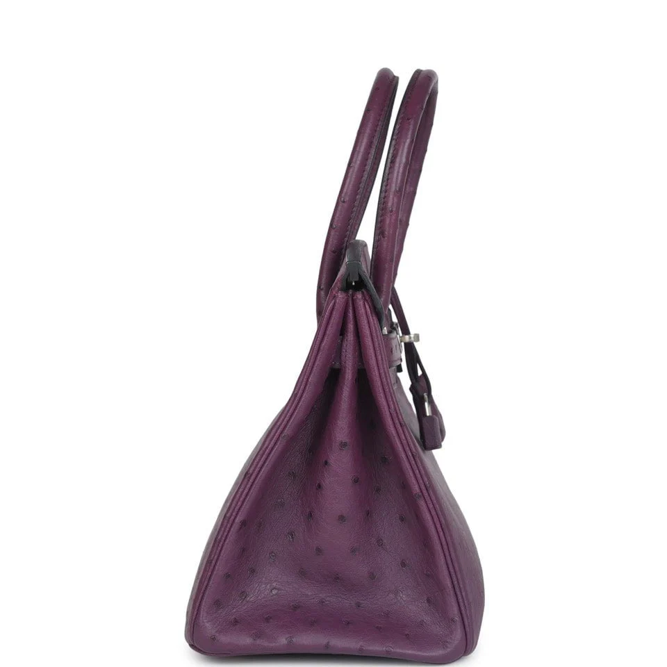 Replicate Hermes Birkin 30 Violet Ostrich Palladium Hardware(1:1 replica)