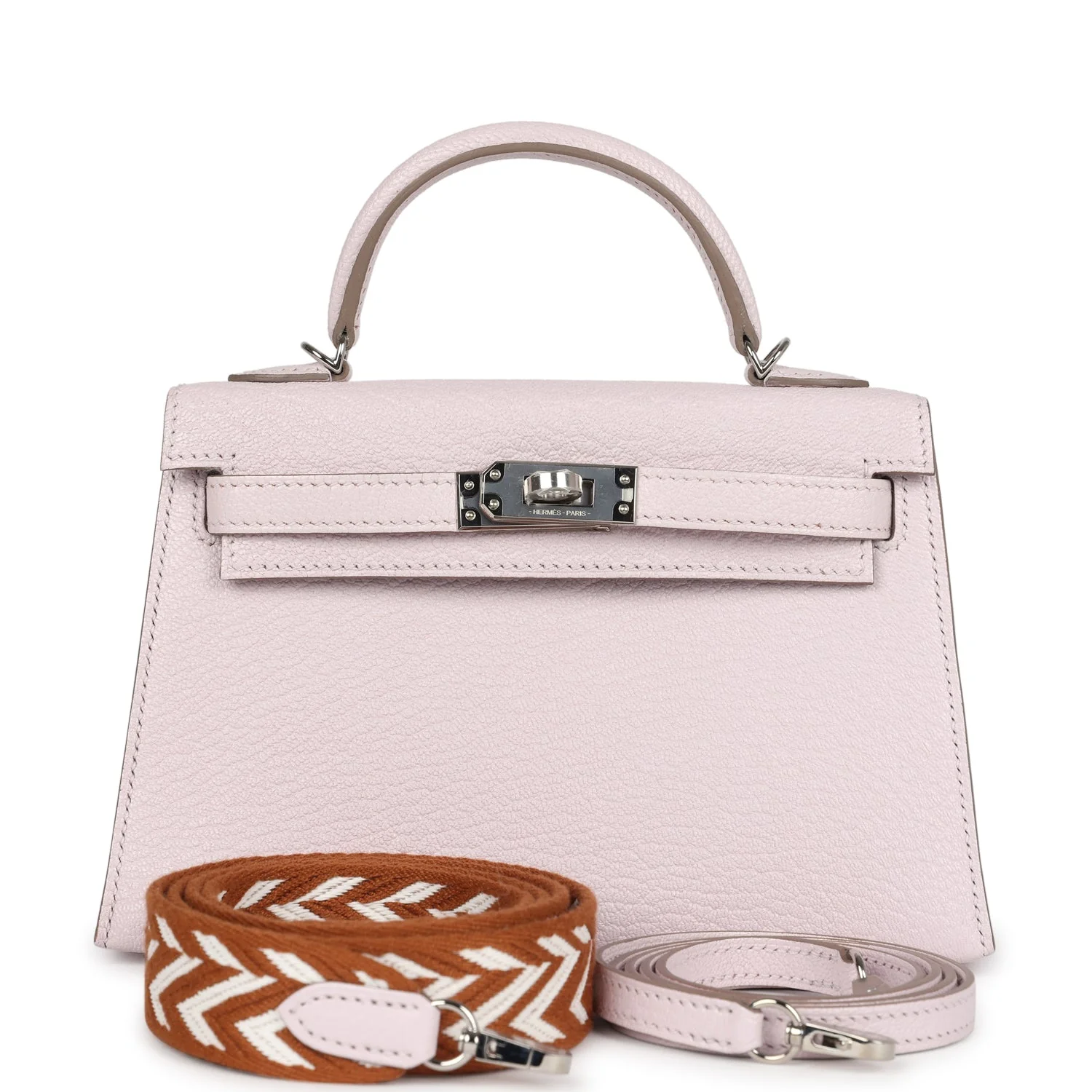 Replicate Hermes Kelly Sellier 20 Mauve Pale Chevre Palladium Hardware(1:1 replica)