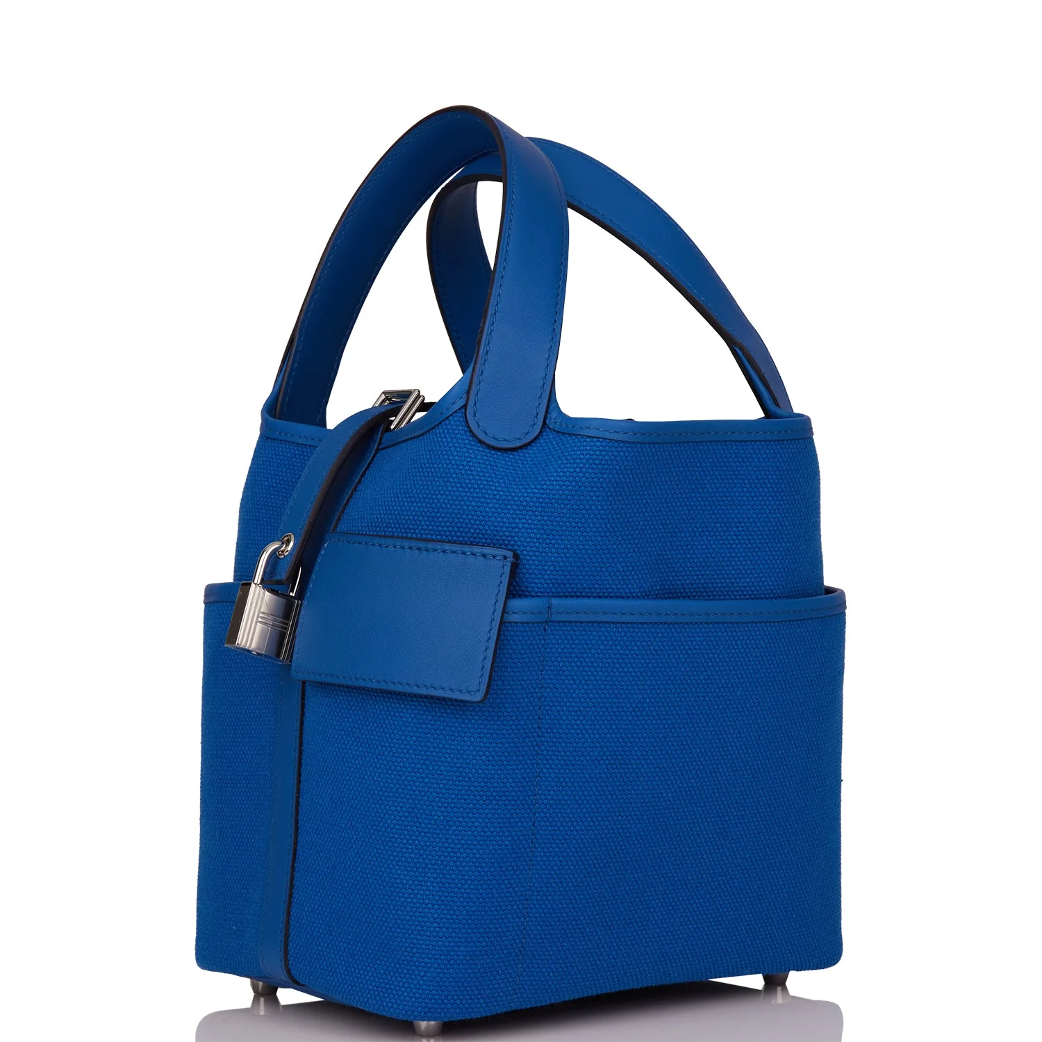 Replicate Hermes Picotin Cargo 18 Bleu France Swift and Toile Canvas Palladium Hardware(1:1 replica)