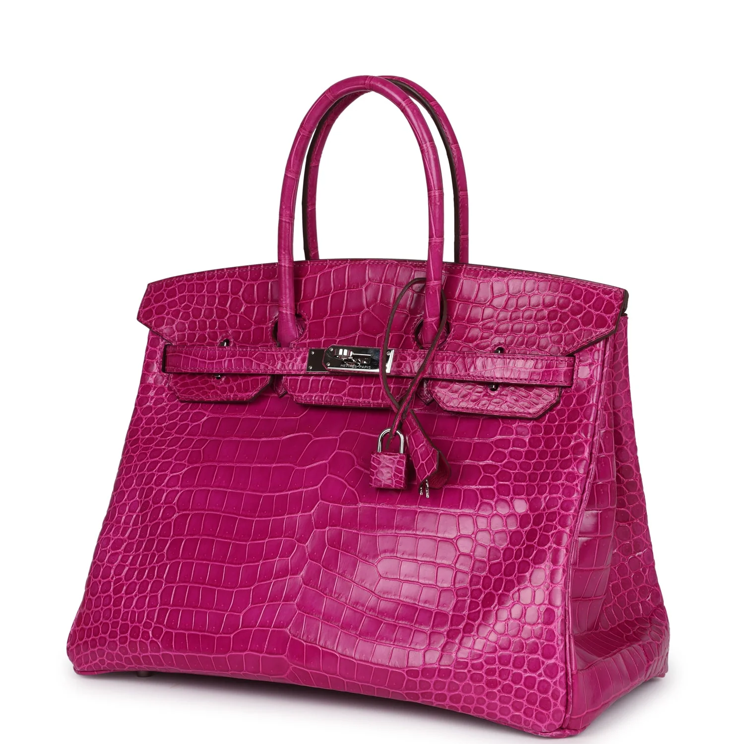 Replicate Hermes Birkin 35 Rose Sheherazade Shiny Porosus Crocodile Palladium Hardware(1:1 replica)