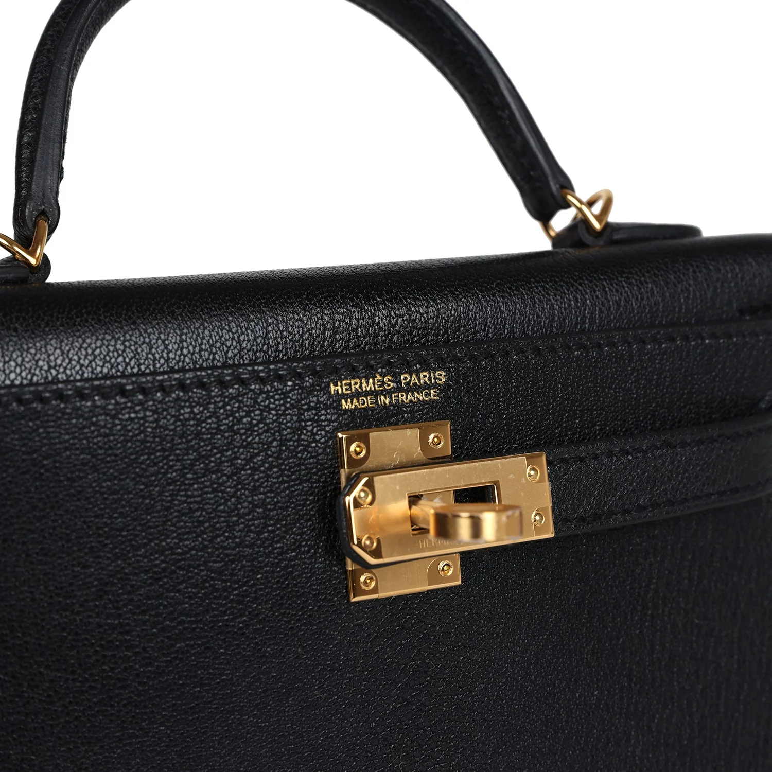 Replicate Hermes Kelly Sellier 20 Black Chevre Mysore Gold Hardware(1:1 replica)