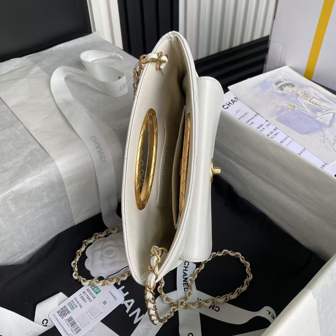 Replicate Chanel 24B AS5038 Lambskin Clutch White(1:1 replica)