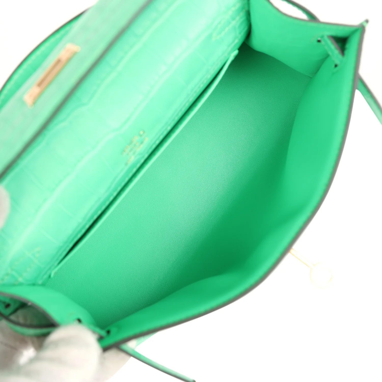 Replicate Hermes Kelly Pochette Vert Comics Matte Alligator Gold Hardware(1:1 replica)