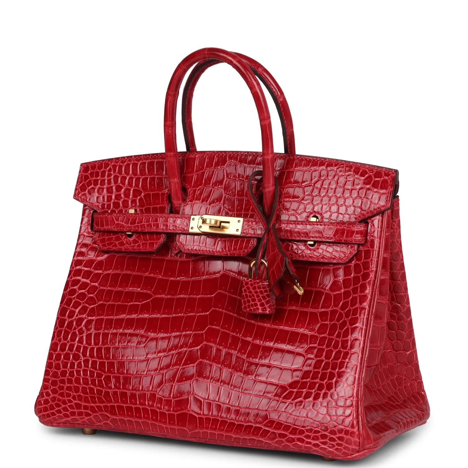 Replicate Hermes Birkin 25 Braise Shiny Porosus Crocodile Gold Hardware(1:1 replica)