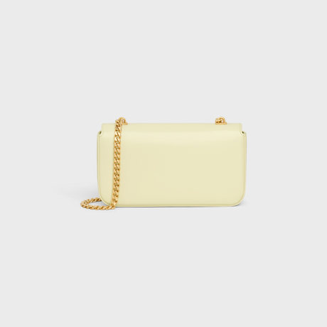 Replicate CHAIN SHOULDER BAG CLAUDE IN SHINY CALFSKIN LIGHT YELLOW(1:1 replica)