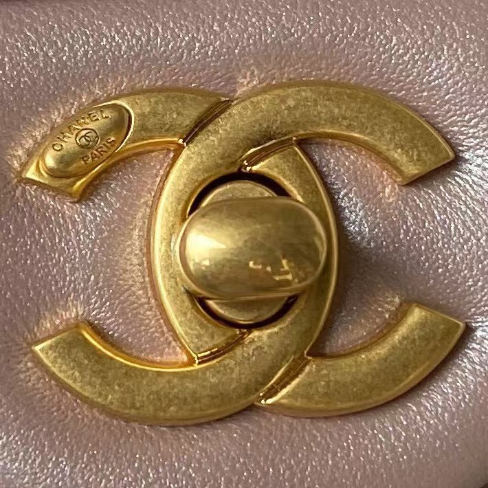 Replicate Chanel AS4385 Mini Flap Bag Pearl Lambskin Faux Pearl   Gold Metal Pink Iridescent(1:1 replica)