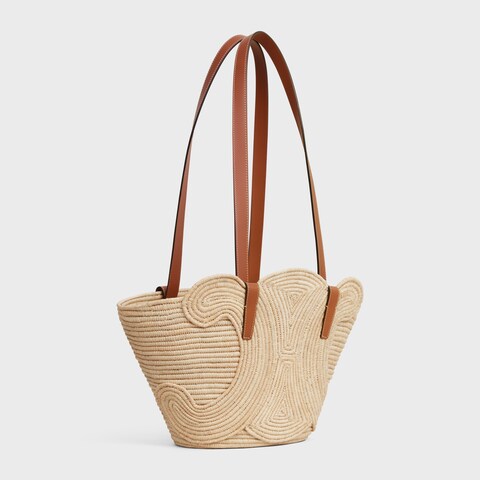 Replicate CELINE CLASSIC PANIER SMALL BRAIDED TRIOMPHE IN RAFFIA AND CALFSKIN(1:1 replica)