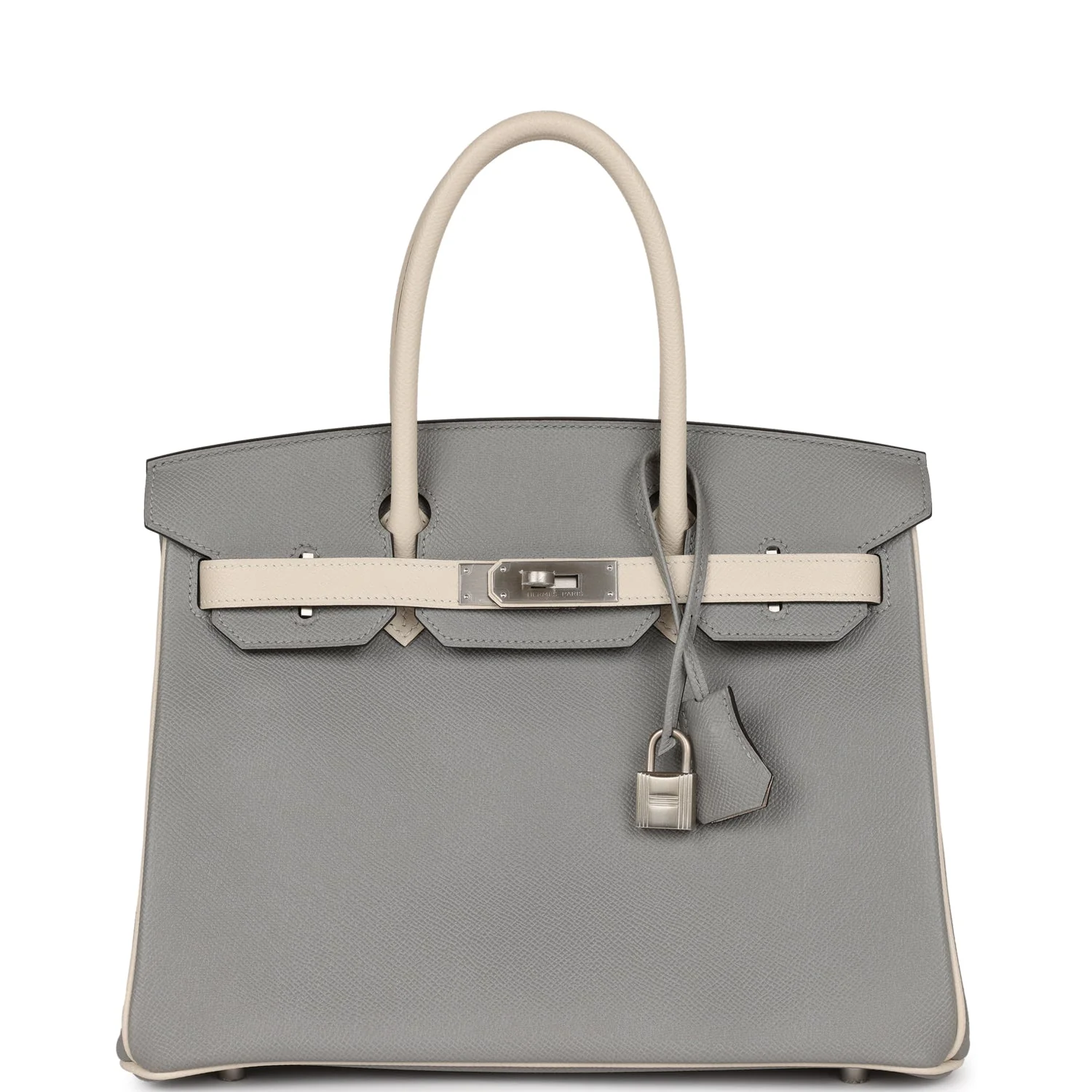 Replicate Hermes Special Order (HSS) Birkin 30 Gris Mouette and Craie Epsom Brushed Palladium Hardware(1:1 replica)