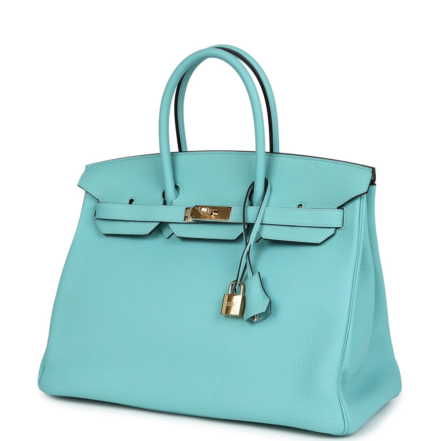 Replicate Hermes Birkin 35 Bleu Atoll Togo Gold Hardware(1:1 replica)