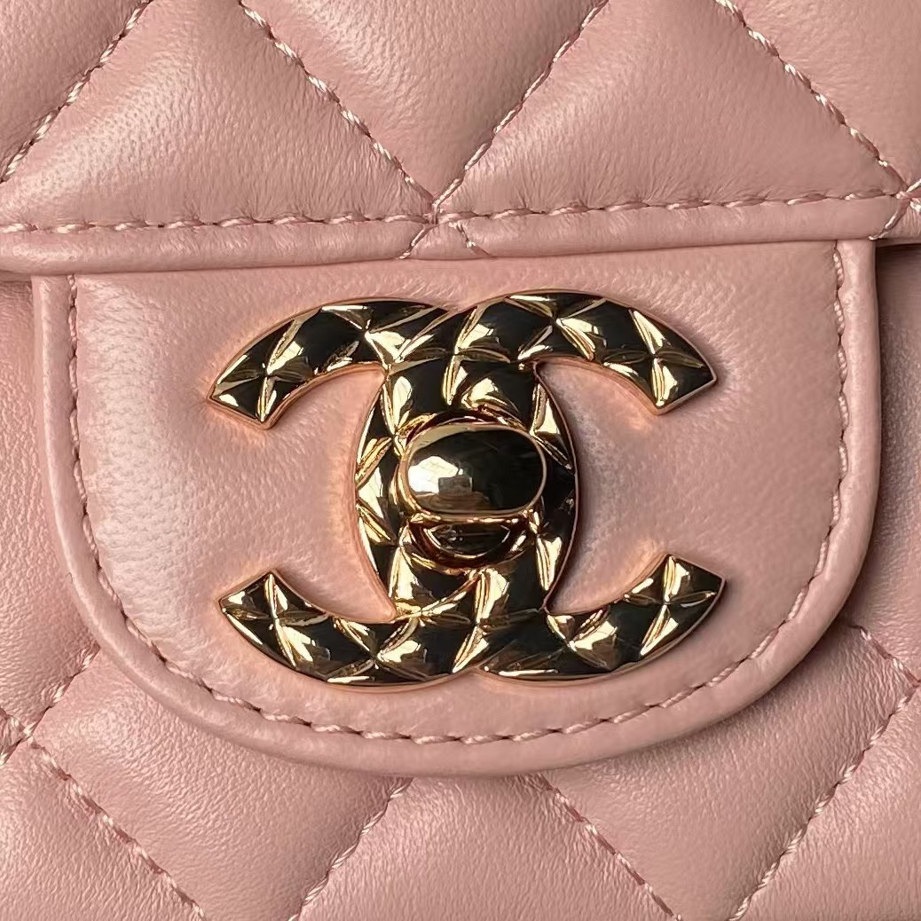 Replicate Chanel 24A AS4924 Mini Flap Bag With Top Handle Pink(1:1 replica)