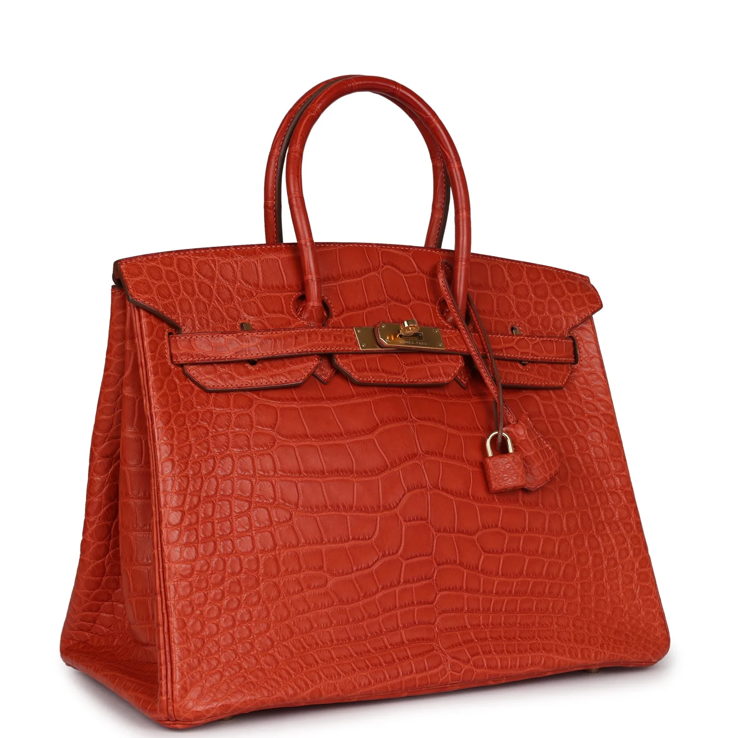 Replicate Hermes Birkin 35 Sanguine Matte Alligator Gold Hardware(1:1 replica)
