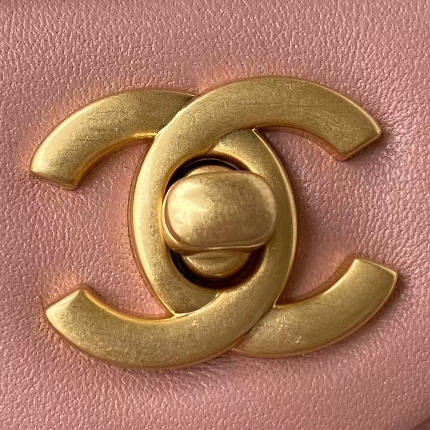 Replicate Chanel 23C AS1786 Mini Square Pearl Embossed Flap Bag Antique Gold Hardware Dark Pink(1:1 replica)