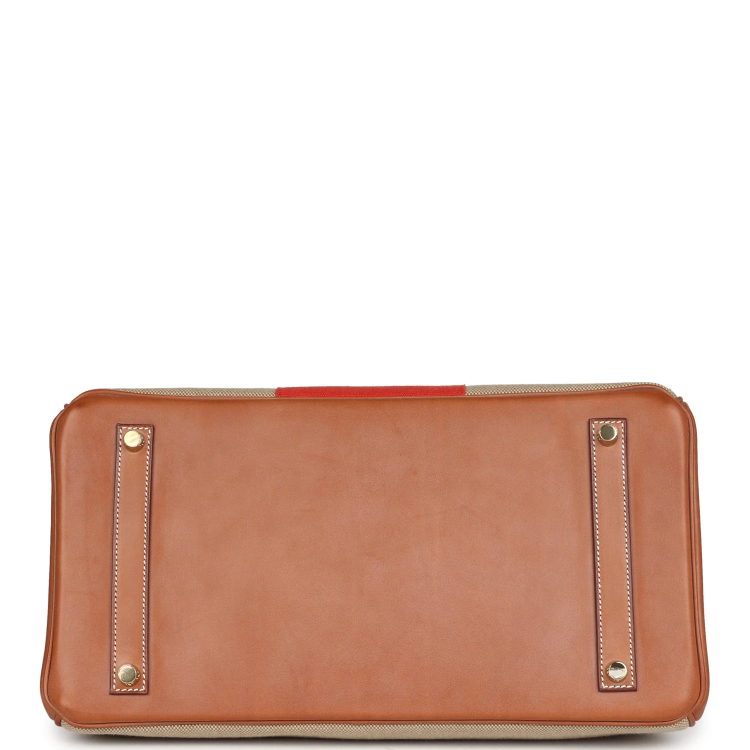 Replicate Hermes Birkin 35 Flag Ficelle and Paprika Toile H and Fauve Barenia Permabrass Hardware(1:1 replica)