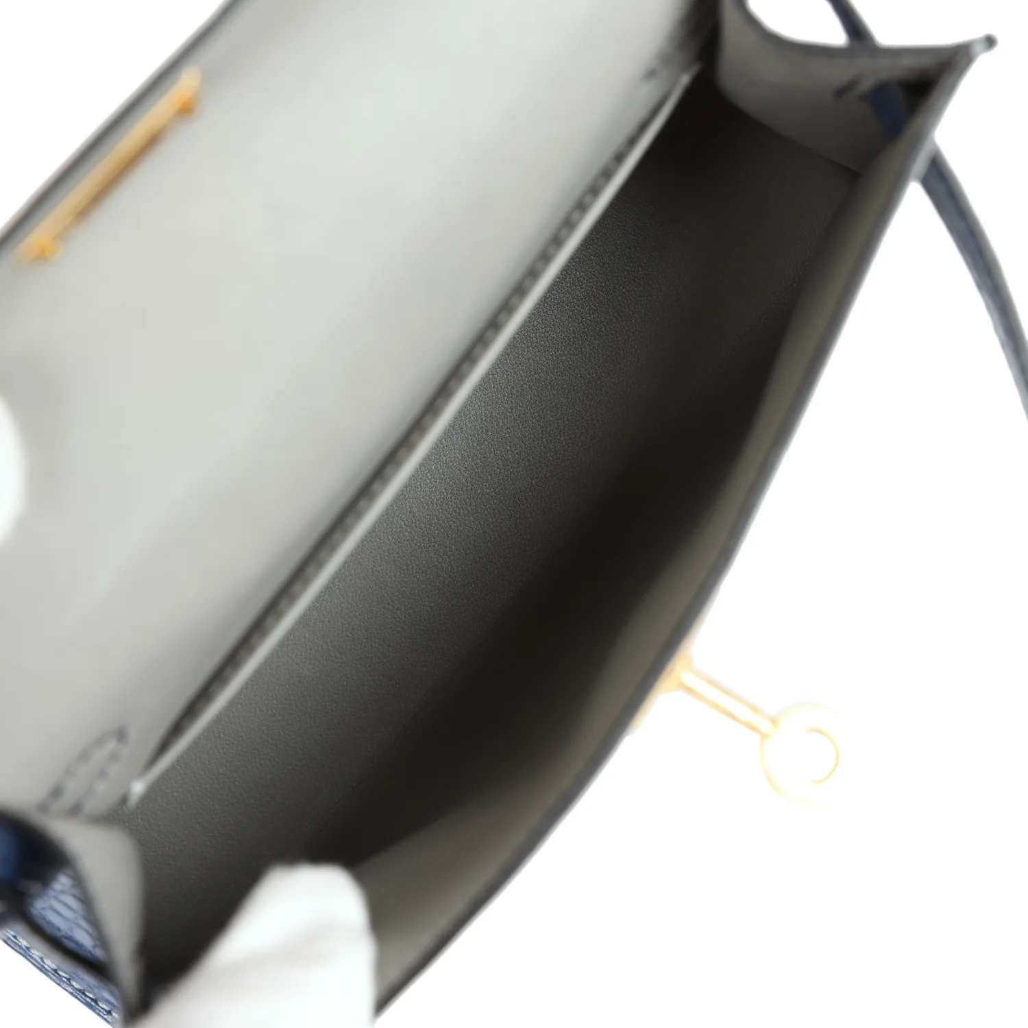 Replicate Hermes Special Order (HSS) Kelly Sellier 20 Gris Perle and Bleu de Malte Matte Alligator Gold Hardware(1:1 replica)