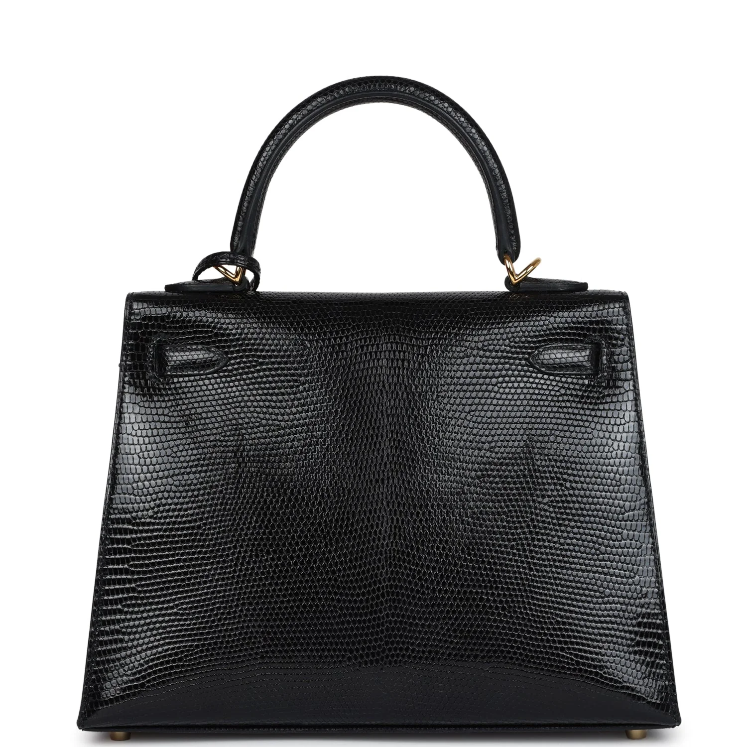 Replicate Hermes Kelly Sellier 25 Black Varanus Niloticus Lizard Gold Hardware(1:1 replica)