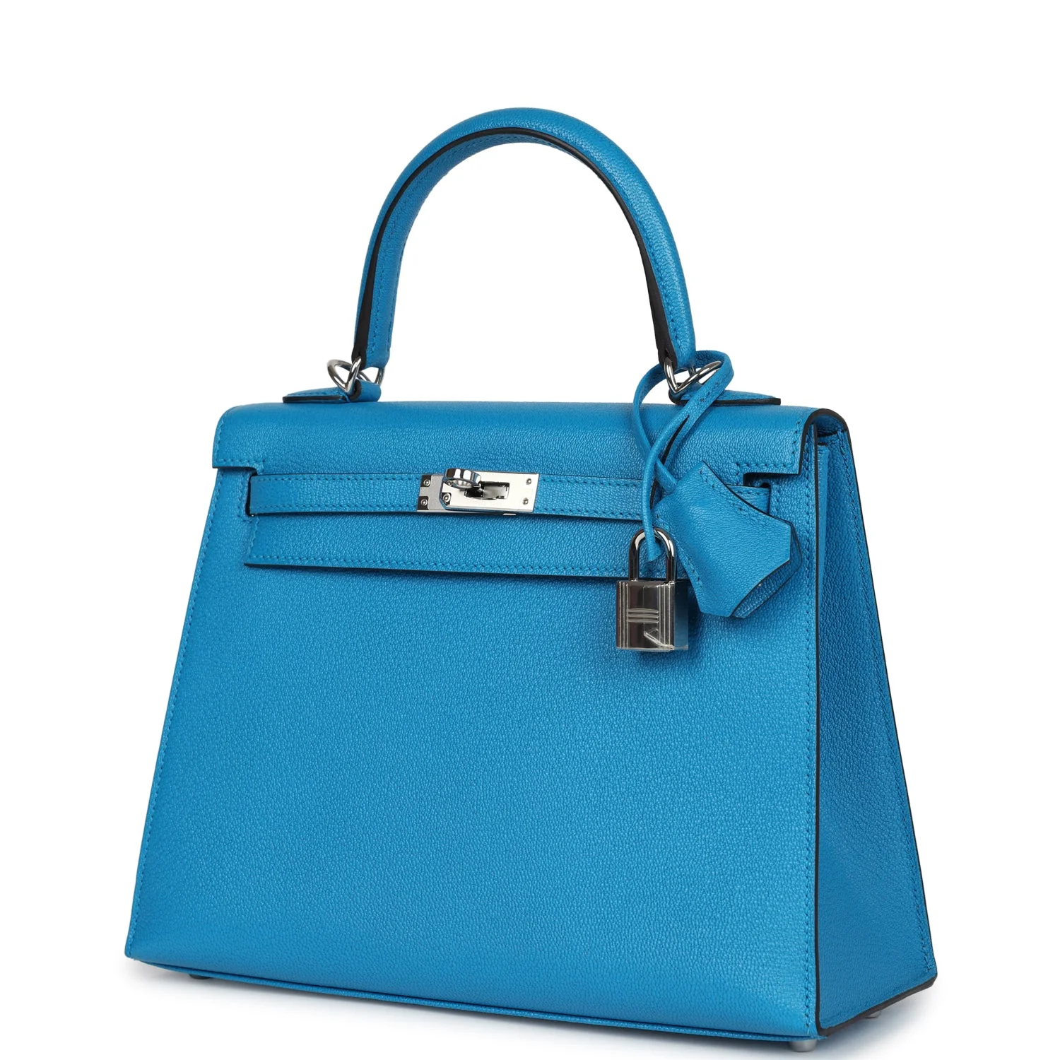Replicate Hermes Kelly Sellier 25 Bleu Zanzibar Chevre Palladium Hardware(1:1 replica)