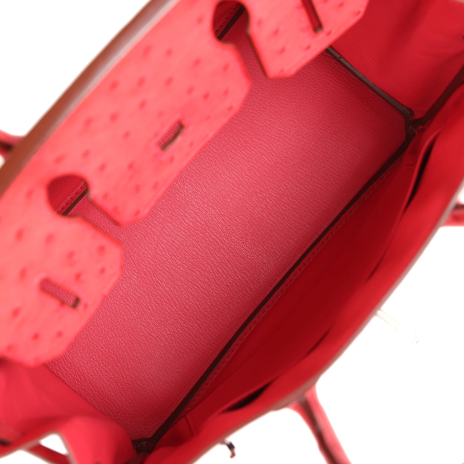 Replicate Hermes Birkin 30 Bougainvillea Ostrich Palladium Hardware(1:1 replica)